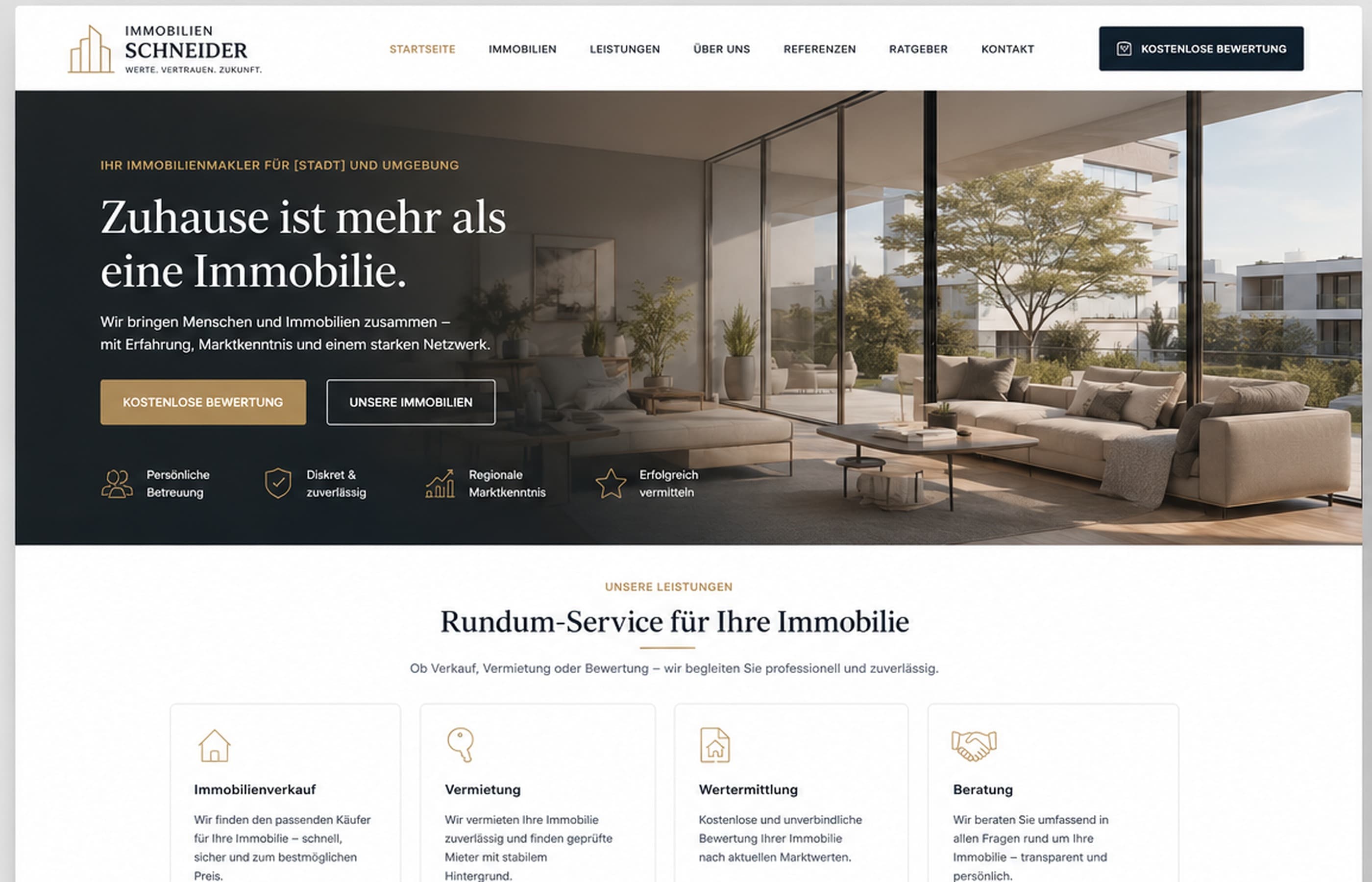 Desktop-Mockup von Immobilien Schneider