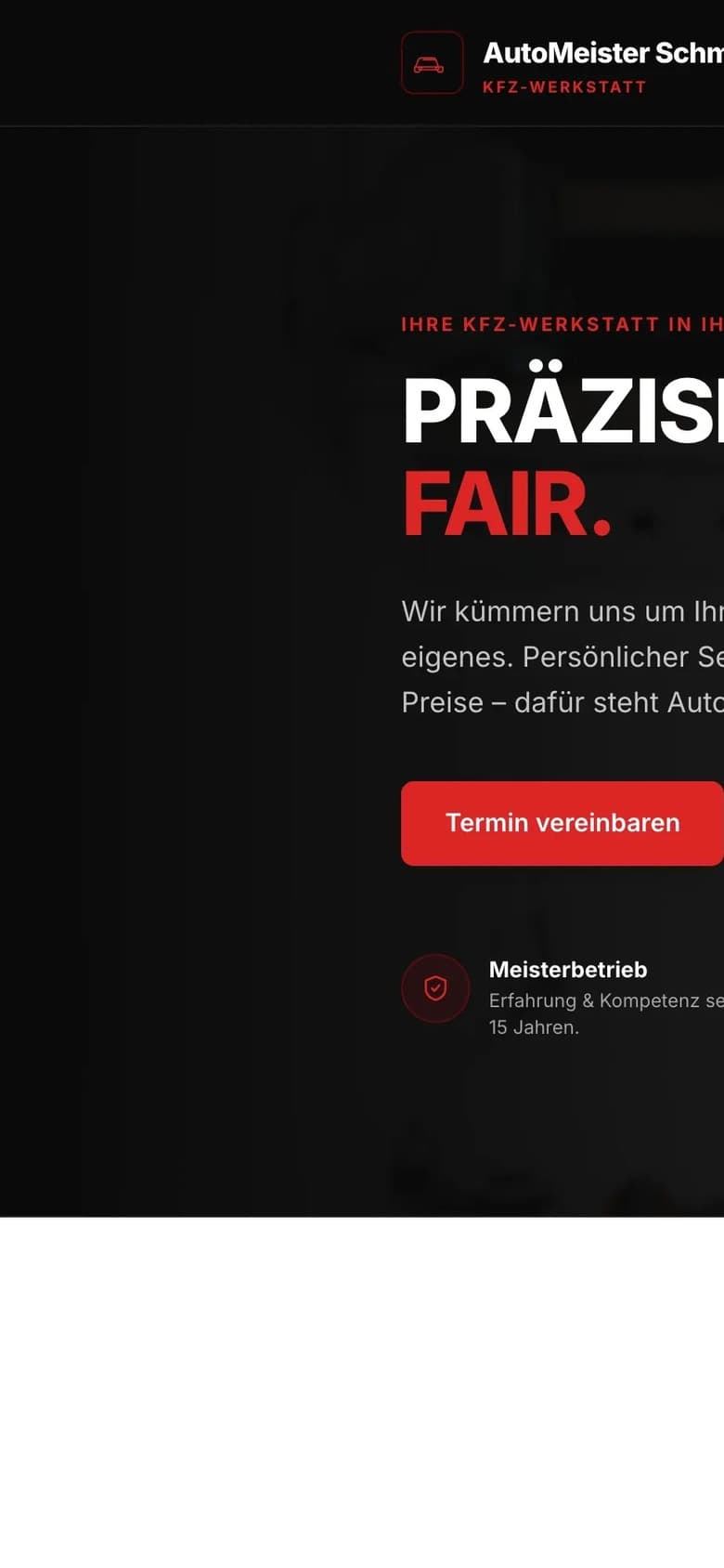 Mobile-Mockup von Premium KFZ-Werkstatt